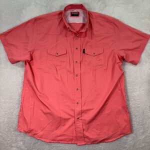 Hooey Habitat Mens XL Western Shirt Short Sleeve Button Up Vented Fishing Coral